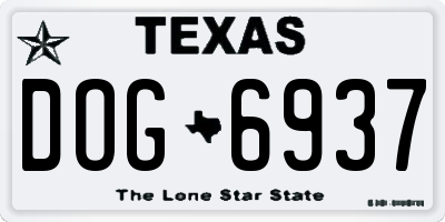 TX license plate DOG6937