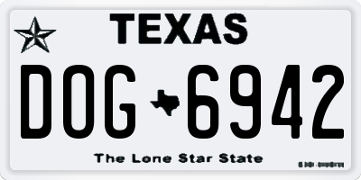 TX license plate DOG6942