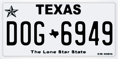 TX license plate DOG6949