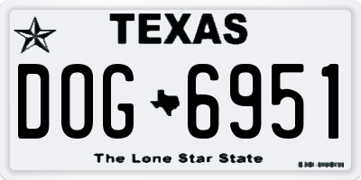 TX license plate DOG6951