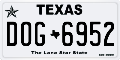 TX license plate DOG6952