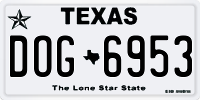 TX license plate DOG6953