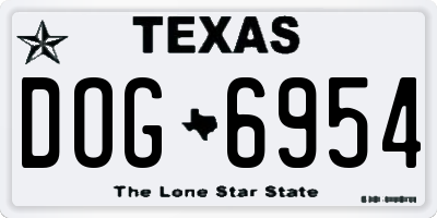 TX license plate DOG6954