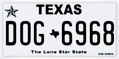TX license plate DOG6968
