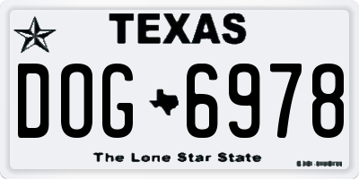 TX license plate DOG6978