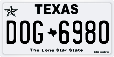 TX license plate DOG6980