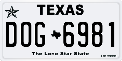TX license plate DOG6981