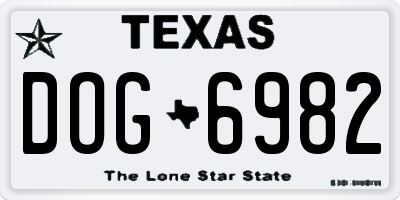TX license plate DOG6982