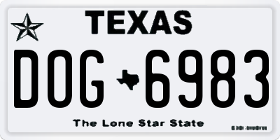 TX license plate DOG6983