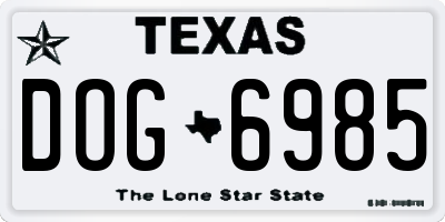 TX license plate DOG6985
