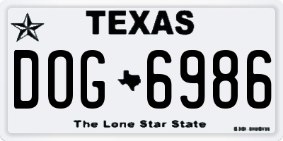 TX license plate DOG6986