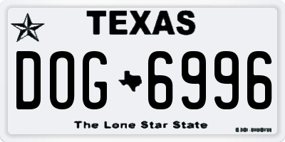 TX license plate DOG6996