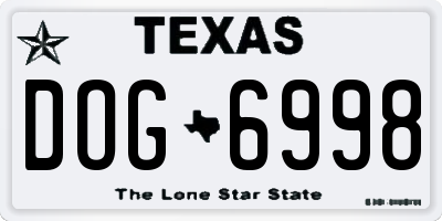 TX license plate DOG6998