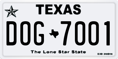 TX license plate DOG7001