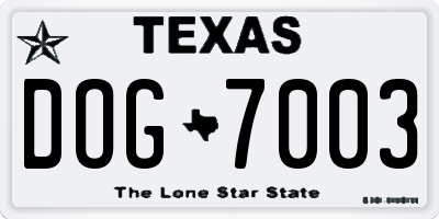 TX license plate DOG7003