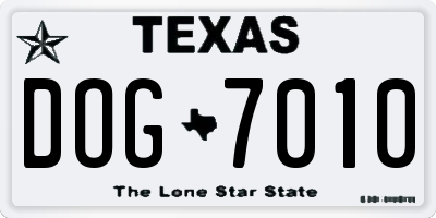 TX license plate DOG7010