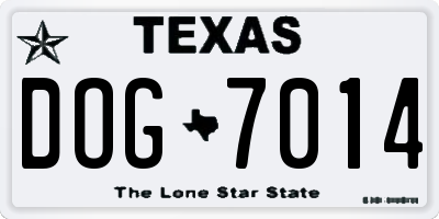 TX license plate DOG7014