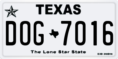 TX license plate DOG7016