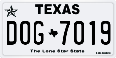 TX license plate DOG7019