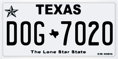 TX license plate DOG7020