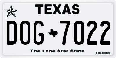 TX license plate DOG7022
