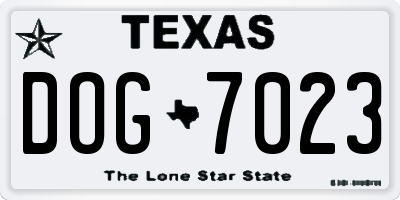 TX license plate DOG7023