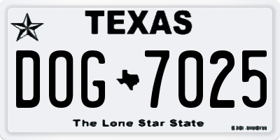 TX license plate DOG7025