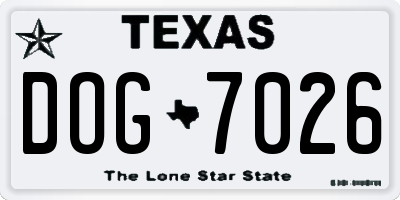 TX license plate DOG7026