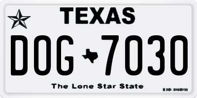 TX license plate DOG7030