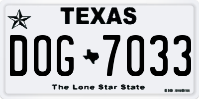 TX license plate DOG7033