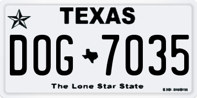 TX license plate DOG7035