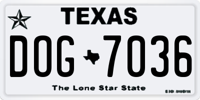 TX license plate DOG7036