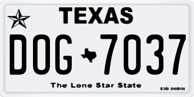 TX license plate DOG7037