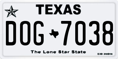 TX license plate DOG7038