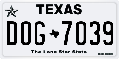 TX license plate DOG7039