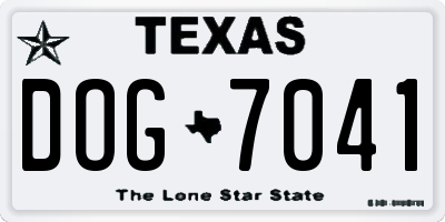 TX license plate DOG7041