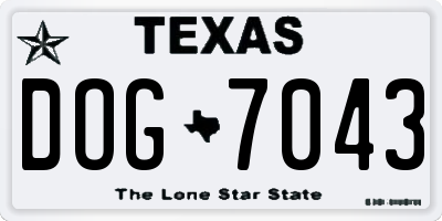 TX license plate DOG7043