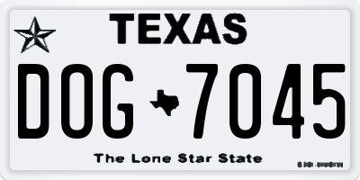 TX license plate DOG7045