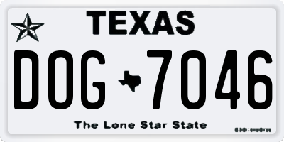 TX license plate DOG7046