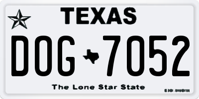 TX license plate DOG7052