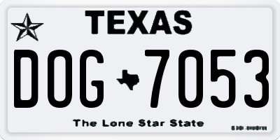 TX license plate DOG7053