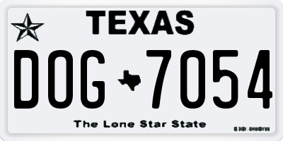 TX license plate DOG7054