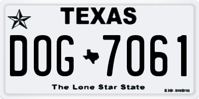 TX license plate DOG7061