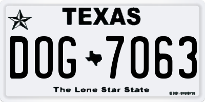 TX license plate DOG7063