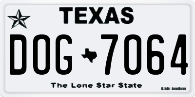 TX license plate DOG7064