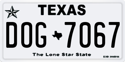 TX license plate DOG7067