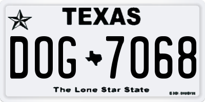 TX license plate DOG7068
