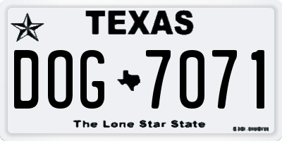 TX license plate DOG7071
