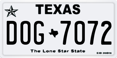 TX license plate DOG7072
