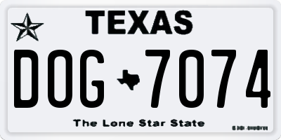 TX license plate DOG7074